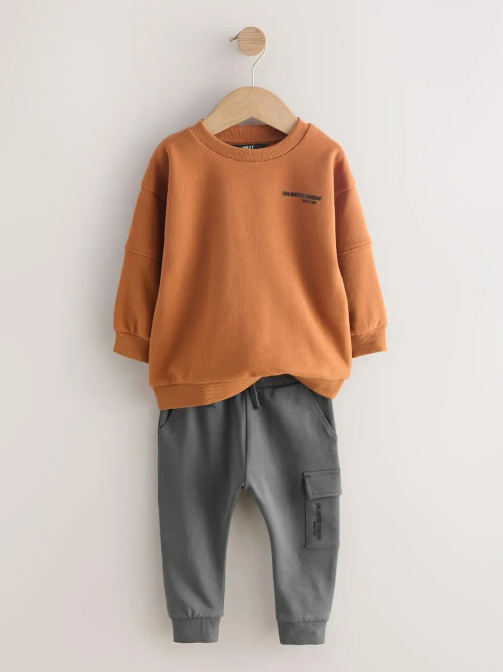 Next Utility Sweatshirt and Super Skinny Joggers Set (3mths-7yrs) Rust Brown