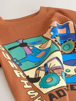 Outlet Next Rust Brown Vehicles Short Sleeve Graphic T-Shirt (3mths-7yrs)