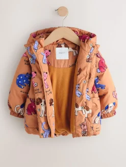 Hot Next Shower Resistant Printed Coat (3mths-7yrs) Rust Character