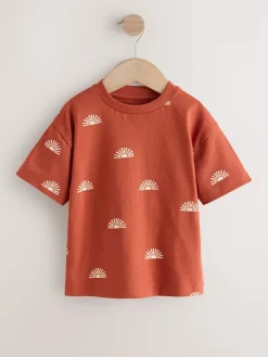 Clearance Next Short Sleeve All-Over Print T-Shirt (3 Month-7 Years) (3mths-7yrs) Rust Red Sun