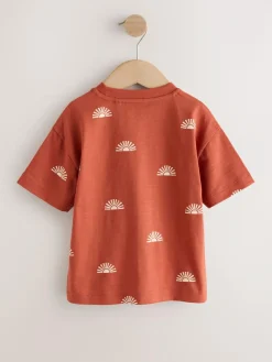 Clearance Next Short Sleeve All-Over Print T-Shirt (3 Month-7 Years) (3mths-7yrs) Rust Red Sun