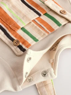 Next Woven Dungaree and Bodysuit Set (0mths-2yrs) Rust Stripe
