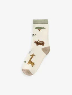 Next Safari Animals Cosy Terry Cotton Rich Socks 5 Pack^BOY Socks & Tights|Socks & Tights