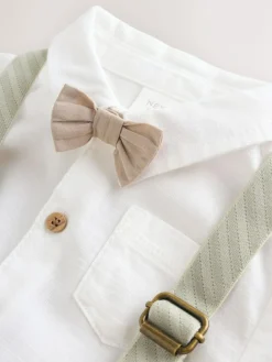 Online Next Sage Green Baby Shirt Trousers and Braces Set 3 Piece (0mths-2yrs)