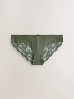 Sale Next Brazilian No VPL Lace Back Briefs 5 Pack Sage Green