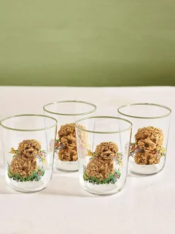 New Next Sage Green Charlie the Cockapoo Tumbler Glasses Set Of 4