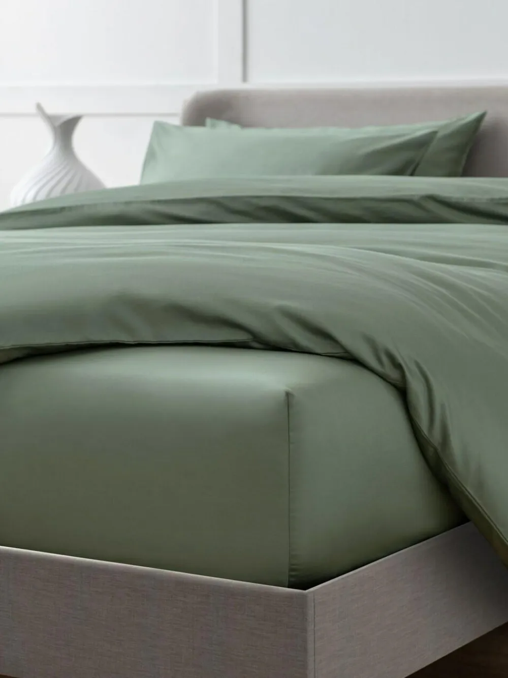 Best Next Sage Green Collection Luxe 400 Thread Count Egyptian Deep Fitted Cotton Sateen Sheet