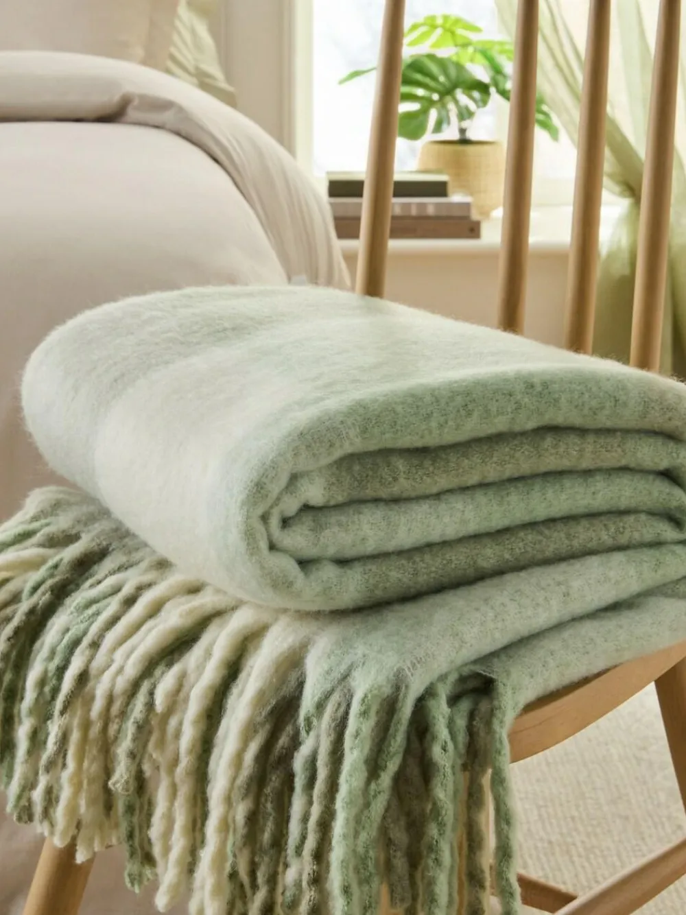 Next Sage Green Cosy Check Throw
