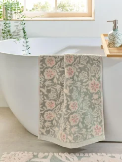 Hot Next Floral Print Towel Sage Green