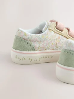 Outlet Next Standard Fit (F) Touch Fastening Trainers Sage Green Floral