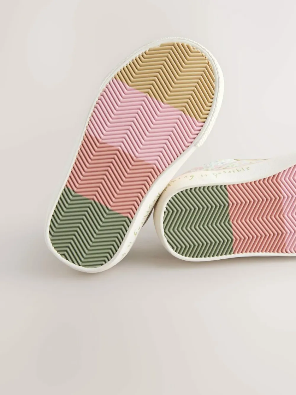 Next Wide Fit (G) Touch Fastening Trainers Sage Green Floral