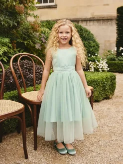 Clearance Next Flower Girl Bow Dress (3-12yrs) Sage Green