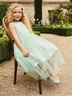 Clearance Next Flower Girl Bow Dress (3-12yrs) Sage Green