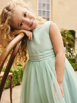 Clearance Next Flower Girl Bow Dress (3-12yrs) Sage Green