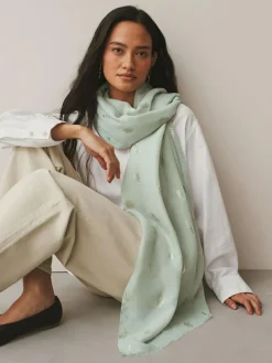 Next Sage Green Foil Lightweight Scarf^Women Hats, Gloves & Scarves|Hats, Gloves & Scarves