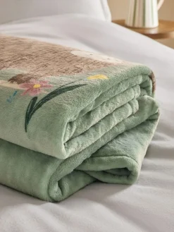 Next Sage Green Hamish The Highland Cow Spring Printed Fleece Throw^ Cushions & Throws