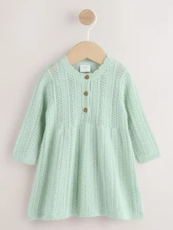 Hot Next Knitted Baby Dress (0mths-2yrs) Sage Green