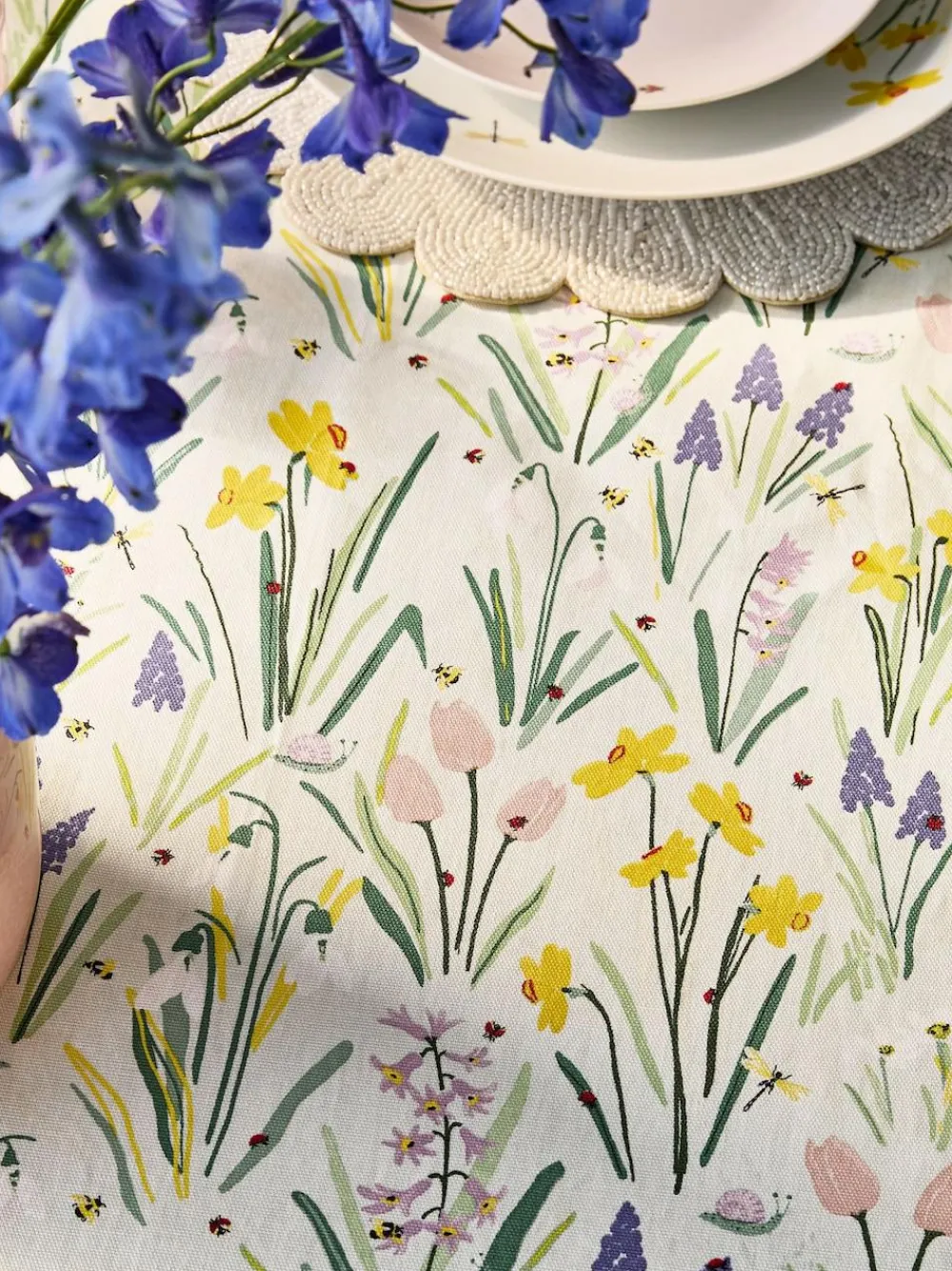 Next Sage Green Lila Floral Print Wipe Clean Tablecloth