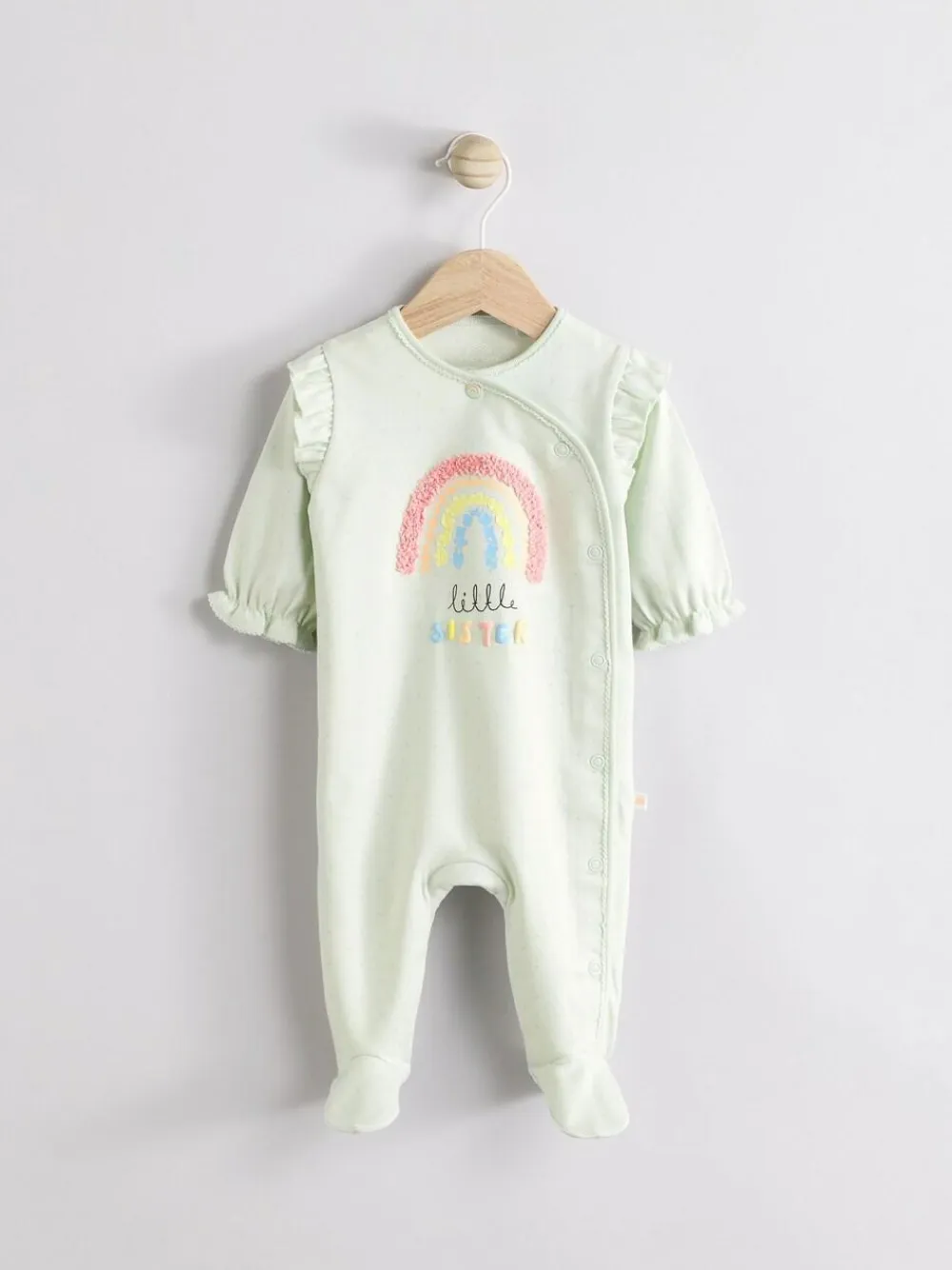 Best Next Family Baby Sleepsuit (0-2yrs) Sage Green Little Sister