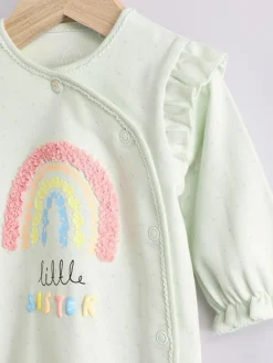 Best Next Family Baby Sleepsuit (0-2yrs) Sage Green Little Sister