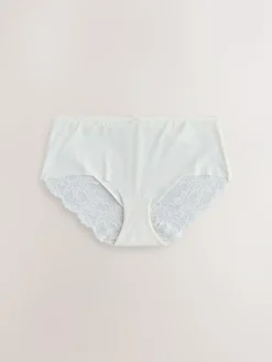 Next Sage Green Midi No VPL Lace Back Briefs 5 Pack^Women All Lingerie|Panties