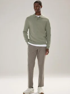 Next Plain Regular Fit Essential Long Sleeve Knitted Polo Shirt^ Tops & T-Shirts|Knitwear