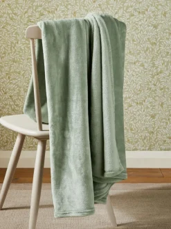 New Next Sage Green Plush Fleece Throw