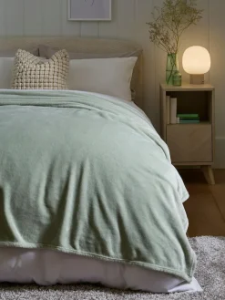 New Next Sage Green Plush Fleece Throw