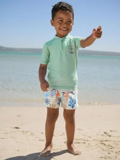 Next Sage Green Rash Vest and Swim Shorts Set (3mths-7yrs)^BOY Swimwear|Swimwear