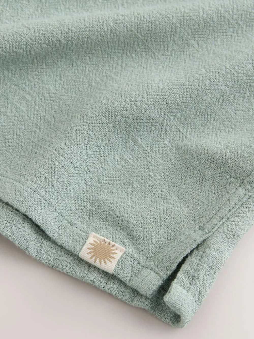 New Next Short Sleeves Linen Blend Revere Collar Shirt (3mths-7yrs) Sage Green