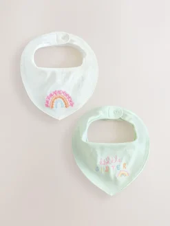 Clearance Next 2 Pack Family Baby Bibs sage green sister