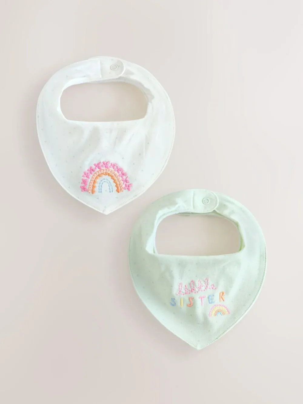 Clearance Next 2 Pack Family Baby Bibs sage green sister