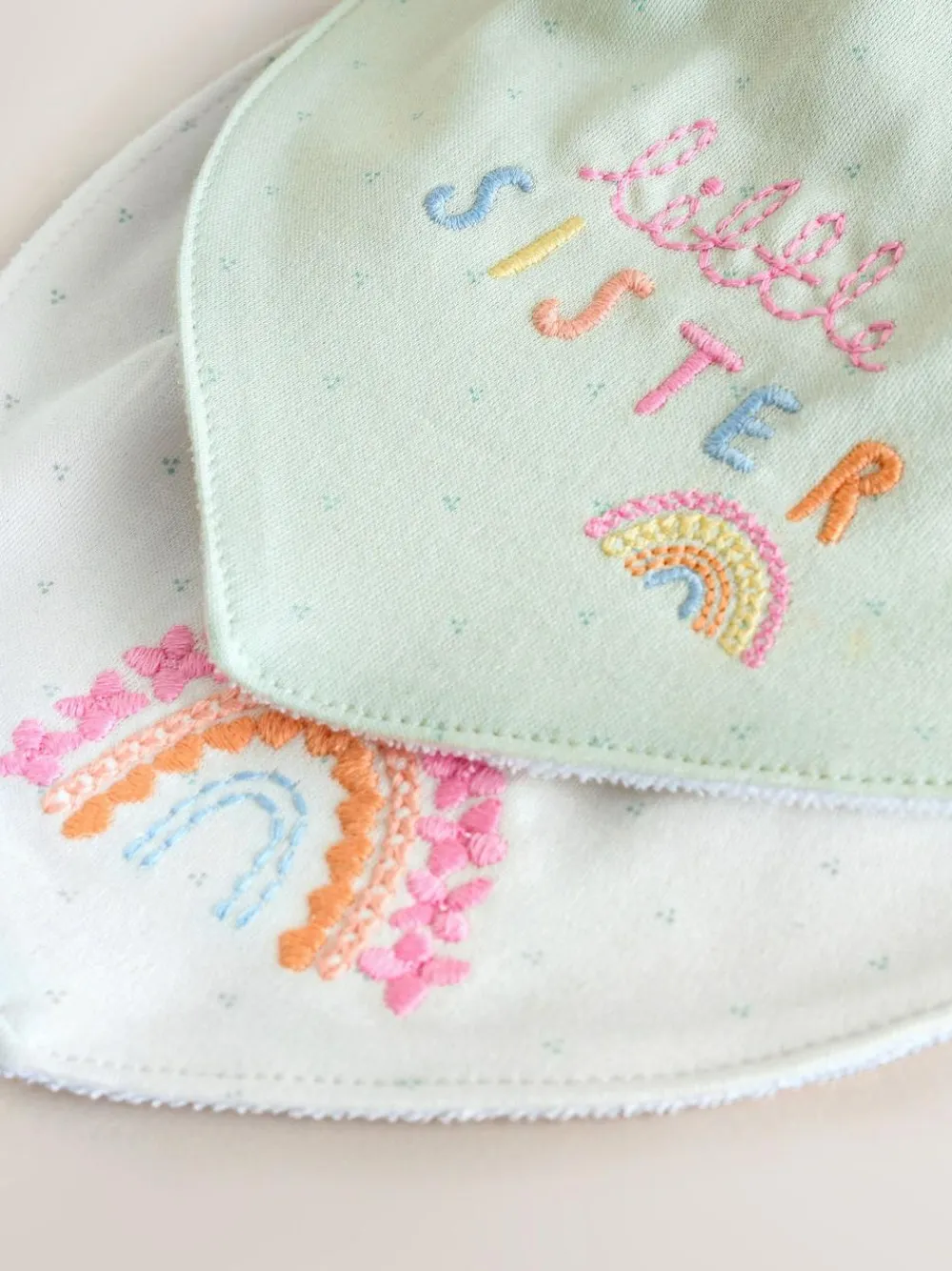 Clearance Next 2 Pack Family Baby Bibs sage green sister