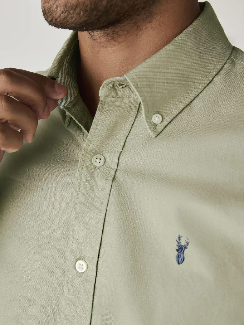 Next Sage Green Slim Fit Long Sleeve Oxford Shirt^ Shirts