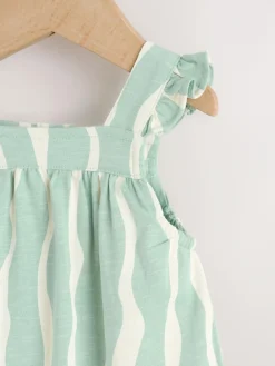 Clearance Next Baby Long Leg Jersey Romper (0mths-3yrs) Sage Green Stripe