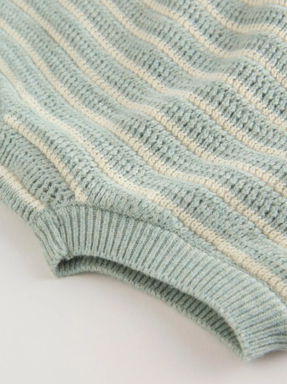 Sale Next Knitted Top and Shorts Baby Set (0mths-2yrs) Sage Green Stripe