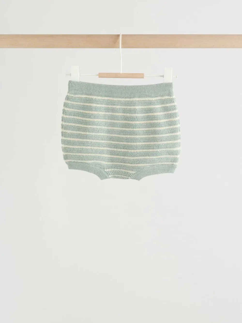 Sale Next Knitted Top and Shorts Baby Set (0mths-2yrs) Sage Green Stripe