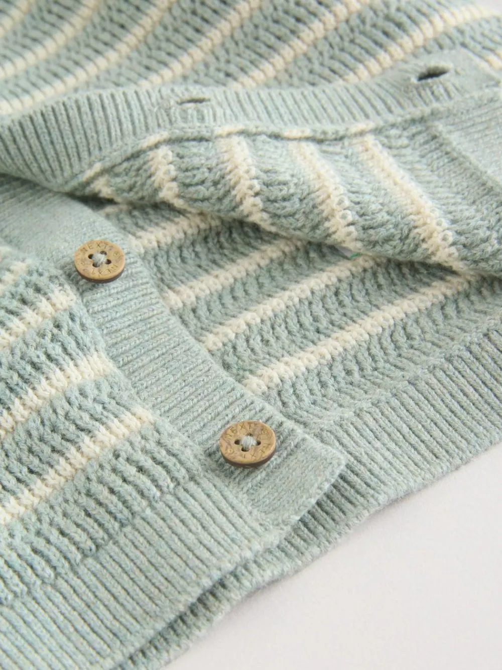 Sale Next Knitted Top and Shorts Baby Set (0mths-2yrs) Sage Green Stripe