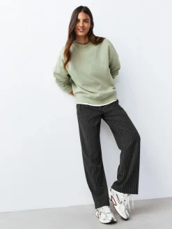 Sale Next Sage Green Supersoft Peached Essentials Crew Neck Seam Detail Sweatshirt