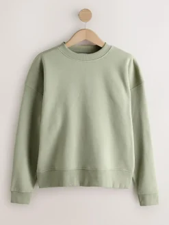 Sale Next Sage Green Supersoft Peached Essentials Crew Neck Seam Detail Sweatshirt