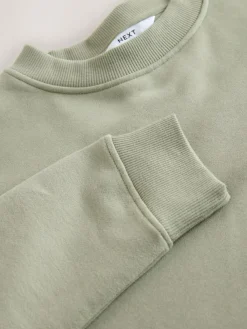 Sale Next Sage Green Supersoft Peached Essentials Crew Neck Seam Detail Sweatshirt