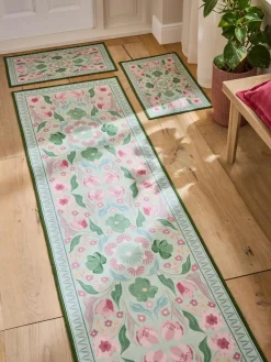 Next Sage Green Washable Bettie Floral Print Doormat