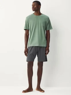 Best Next Sage Green/Slate Grey Jersey Short Pyjamas Set 2 Pack