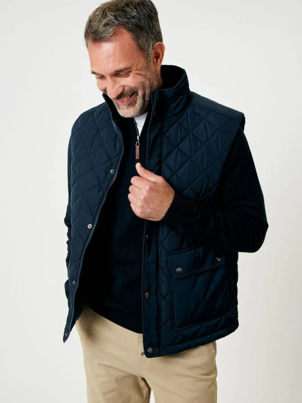 Discount Saltwell Blue Heritage Diamond Quilted Funnel Neck Gilet
