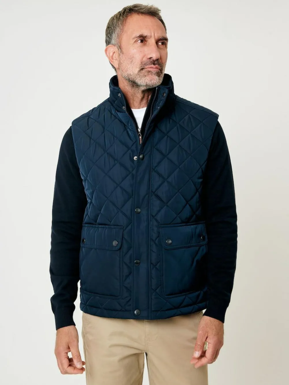 Discount Saltwell Blue Heritage Diamond Quilted Funnel Neck Gilet
