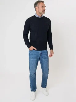 Sale Saltwell Cable Knit Mock Shirt Jumper Blue