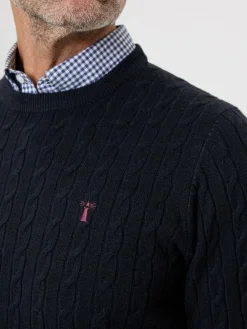 Sale Saltwell Cable Knit Mock Shirt Jumper Blue