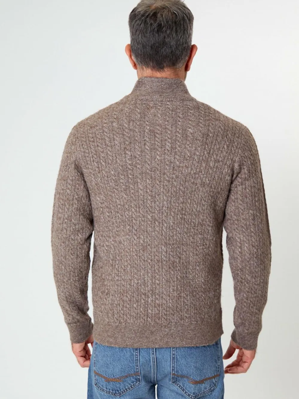 Sale Saltwell Cable Knit Quarter Zip Jumper Brown