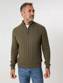 Online Saltwell Cable Knit Quarter Zip Jumper Green