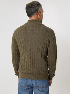 Online Saltwell Cable Knit Quarter Zip Jumper Green